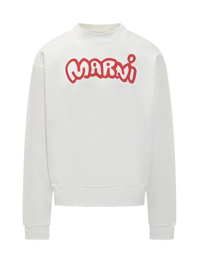 Marni Cartoon-logo Cotton Sweater In White