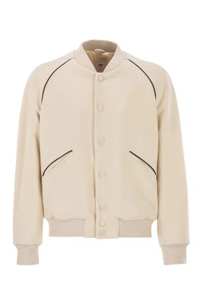 Pt Torino Wool And Cashmere Drap Jacket In Neutral