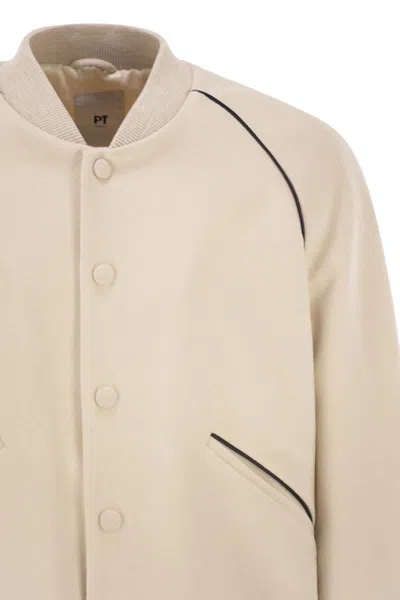 Pt Torino Wool And Cashmere Drap Jacket In Neutral