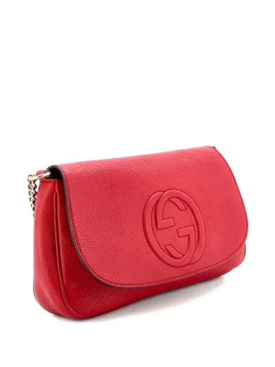 Pre-owned Gucci Soho Chain Leather Medium Crossbody Bag In Red