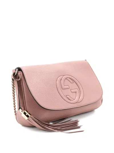 Pre-owned Gucci Soho Chain Leather Medium Crossbody Bag In Pink