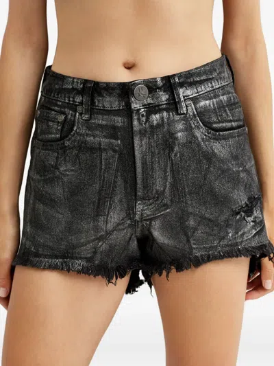 One Teaspoon Bonitas Frayed Denim Short Shorts In Black