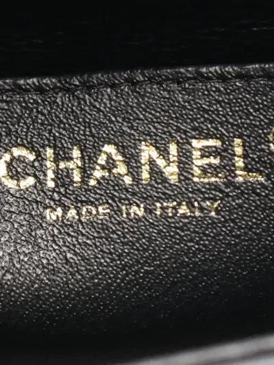 Pre-owned Chanel 2021-2025 Mini Lambskin Square Single Flap Shoulder Bag In Black