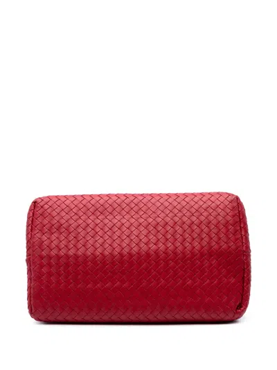 Pre-owned Bottega Veneta 2012-2025 Medium Nappa Intrecciato Roma Satchel In Red