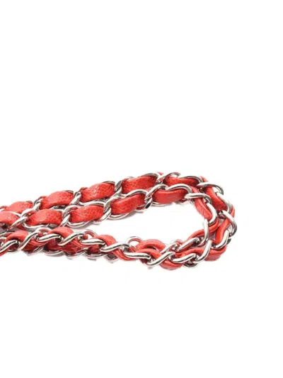 Pre-owned Chanel 2020 Medium Classic Caviar Double Flap Shoulder Bag In Red