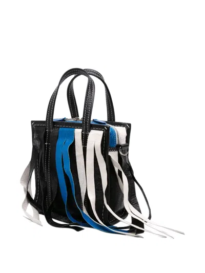Pre-owned Balenciaga 2018 Xxs Lambskin Fringe Bazar Shopper Satchel In Black