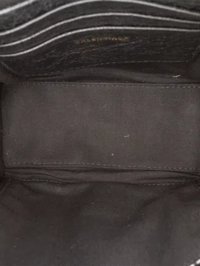 Pre-owned Balenciaga 2018 Xxs Lambskin Fringe Bazar Shopper Satchel In Black