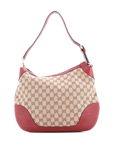 Pre-owned Gucci Charlotte Zip Gg Canvas With Leather Medium Hobo Bag In Neutral