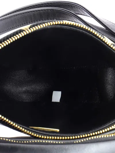 Pre-owned Prada Double Symbole Triangle Bag Leather And Jacquard Mini Shoulder Bag In Black