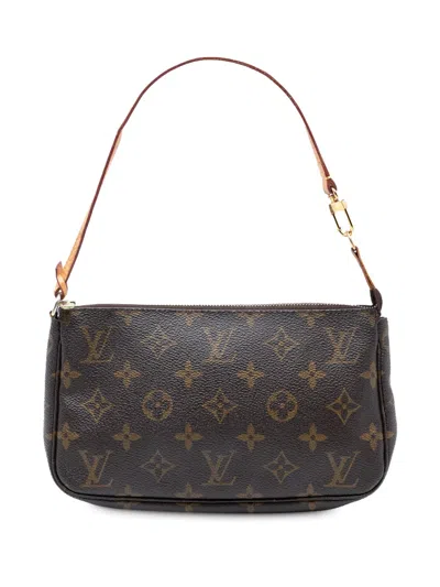 Pre-owned Louis Vuitton 1999 Monogram Pochette Accessoires Shoulder Bag In Brown
