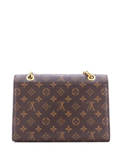 Pre-owned Louis Vuitton Victoire Handbag Monogram Canvas And Leather Shoulder Bag In Brown