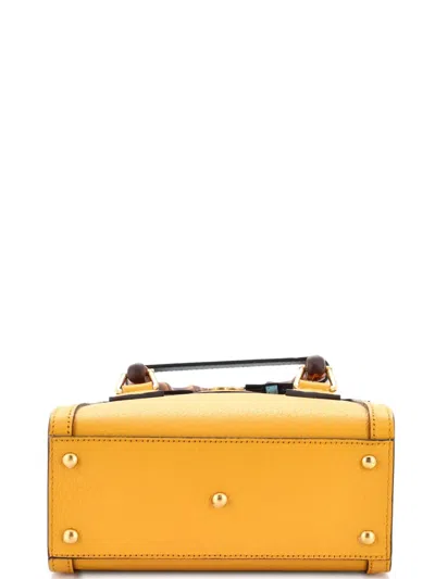 Pre-owned Gucci Diana Nm Bamboo Handle Tote Leather Mini Crossbody Bag In Yellow