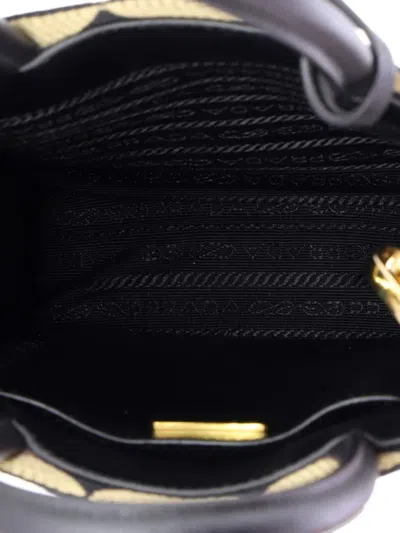 Pre-owned Prada Symbole Shopper Tote Jacquard Mini Crossbody Bag In Black