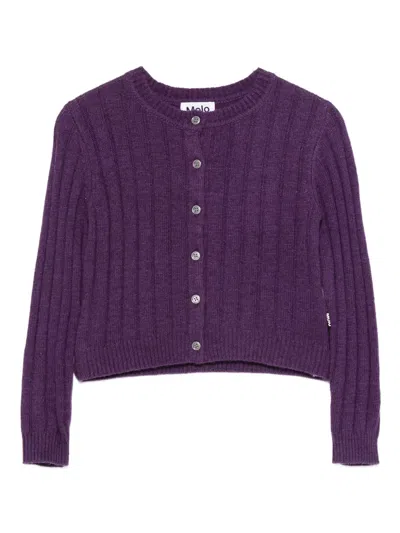 Molo Buttoned Gloria Cardigan In Purple