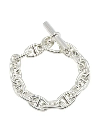 Pre-owned Hermes Chaine Dunk Mm 14 Bracelet In Silver