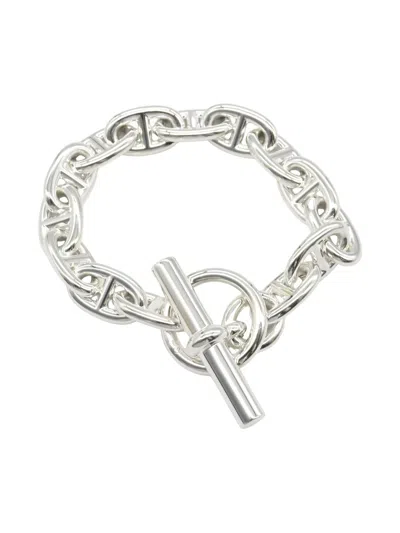 Pre-owned Hermes Chaine Dunk Mm 14 Bracelet In Silver