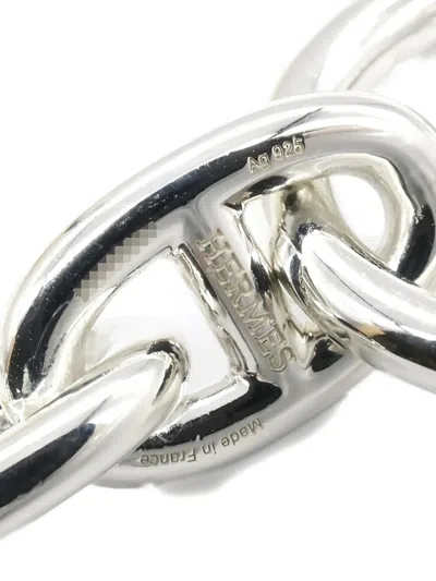 Pre-owned Hermes Chaine Dunk Mm 14 Bracelet In Silver