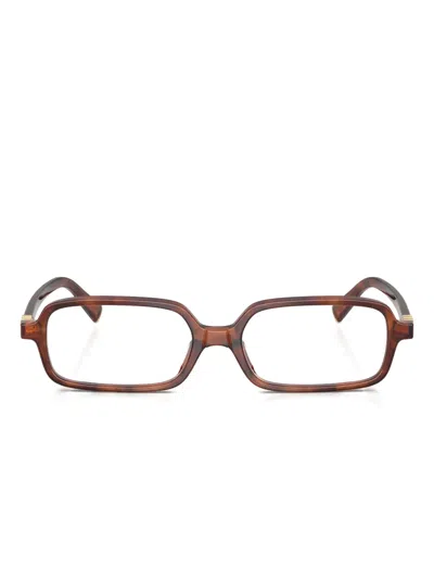 Miu Miu Tortoiseshell-pattern Rectangle-frame Glasses In Brown