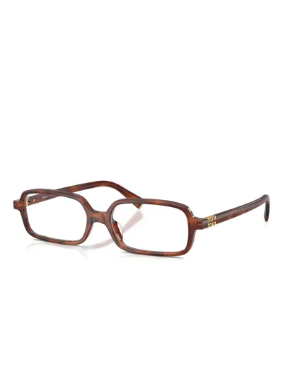 Miu Miu Tortoiseshell-pattern Rectangle-frame Glasses In Brown