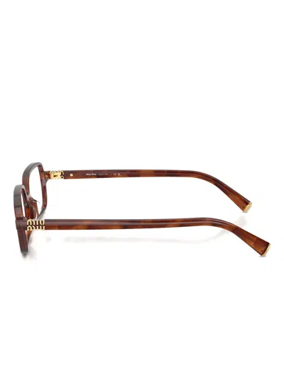 Miu Miu Tortoiseshell-pattern Rectangle-frame Glasses In Brown