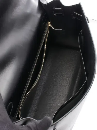 Pre-owned Hermes 2003 Box Calf Kelly 32 Handbag In Black