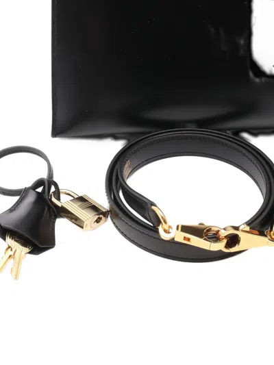 Pre-owned Hermes 2003 Box Calf Kelly 32 Handbag In Black