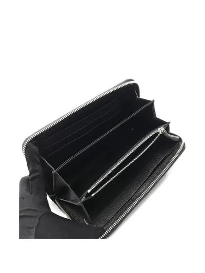 Pre-owned Fendi Selleria Round-zipper Leather Wallet In Black