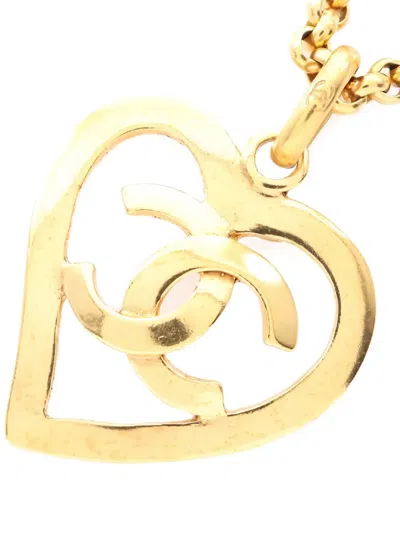 Pre-owned Chanel 1986-1988 Coco Mark Heart Necklace In Gold