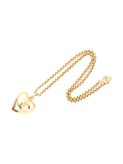 Pre-owned Chanel 1986-1988 Coco Mark Heart Necklace In Gold