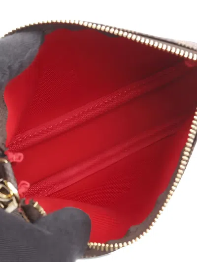 Pre-owned Louis Vuitton Mini Damier Ebene Chain Pochette In Brown