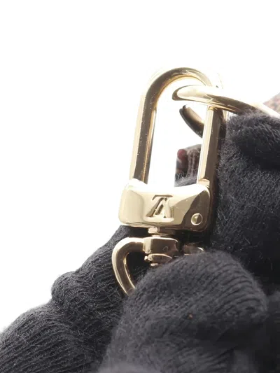 Pre-owned Louis Vuitton Mini Damier Ebene Chain Pochette In Brown