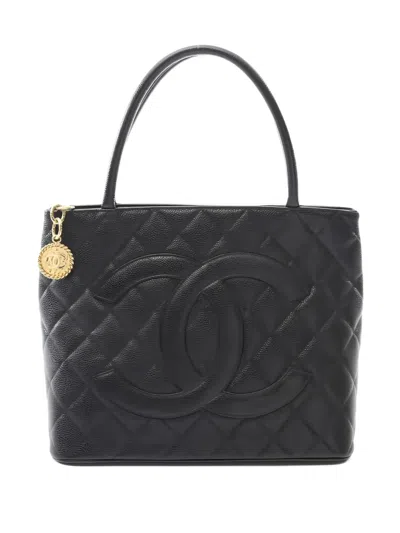 Pre-owned Chanel 2003-2004 Reissue Quilted Tote Bag In Black