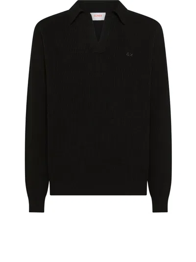 Sun 68 Logo-embroidered Sweater In Black