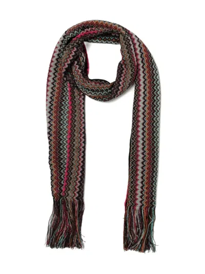 Missoni Fringed Zig-zag Wool Scarf Accessories In Multi