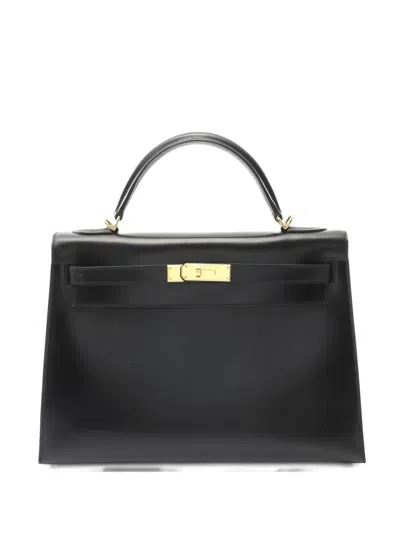 Pre-owned Hermes 2008 Kelly 32 Leather Tote Bag In Black