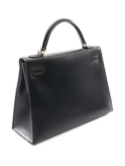Pre-owned Hermes 2008 Kelly 32 Leather Tote Bag In Black