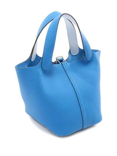 Pre-owned Hermes 2024 Éclat Pm Lock Tote Bag In Blue
