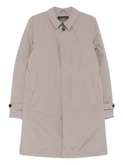 Herno Buttoned Coat In Neutral