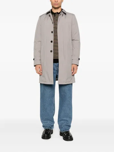 Herno Buttoned Coat In Neutral