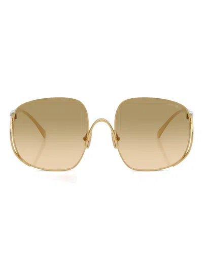 Miu Miu Square-frame Sunglasses In Gold