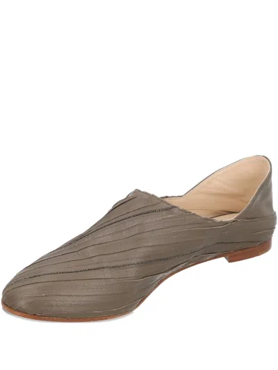 Pre-owned Fabiana Filippi Textured Leather Loafers In Gray