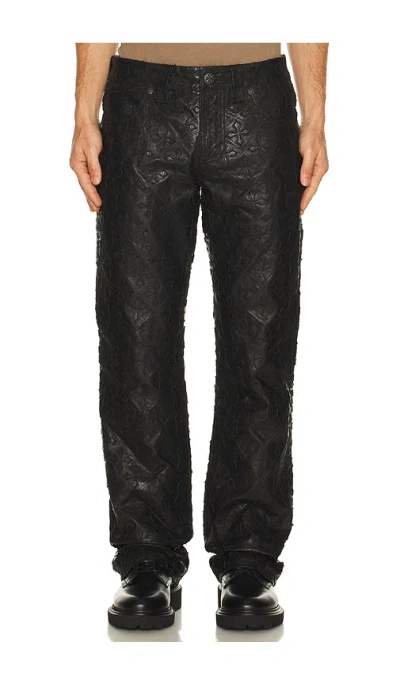 Affliction Quilted Cross Leather Pant In Black