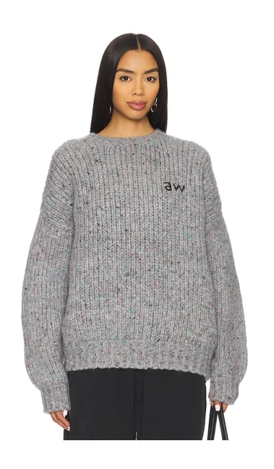 Alexander Wang Women Melange Grey Wool Blend Oversize Sweater In Gray