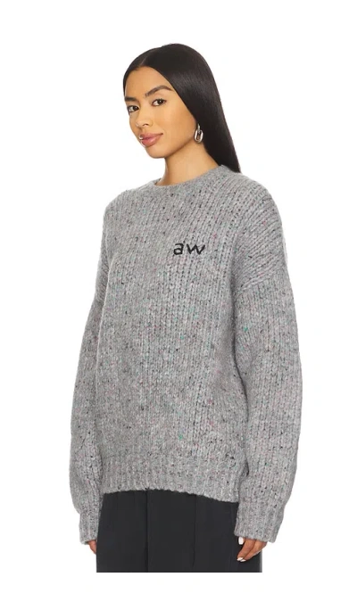 Alexander Wang Women Melange Grey Wool Blend Oversize Sweater In Gray