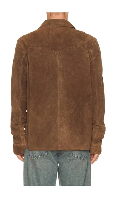 Allsaints Sully Suede Regular Fit Button Down Shirt In Brown