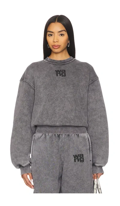Alexander Wang Embossed Logo Crewneck Sweatshirt In Gray