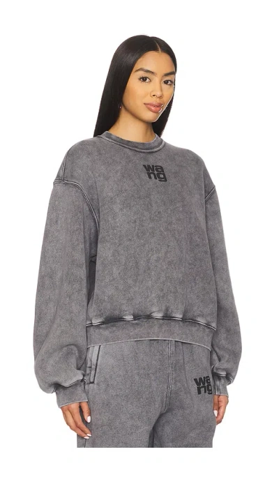 Alexander Wang Embossed Logo Crewneck Sweatshirt In Gray