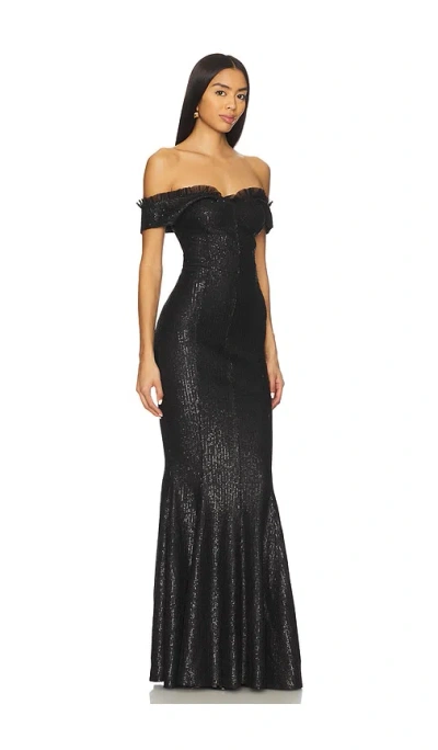 Norma Kamali Double Drop Shoulder Grace Fishtail Gown In Black