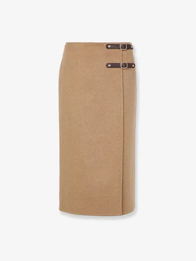 Max Mara Curzio Camel Midi Skirt In Brown