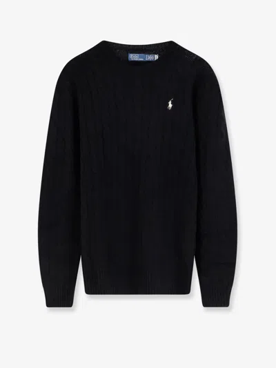 Polo Ralph Lauren Logo-embroidery Crew-neck Sweater In Black